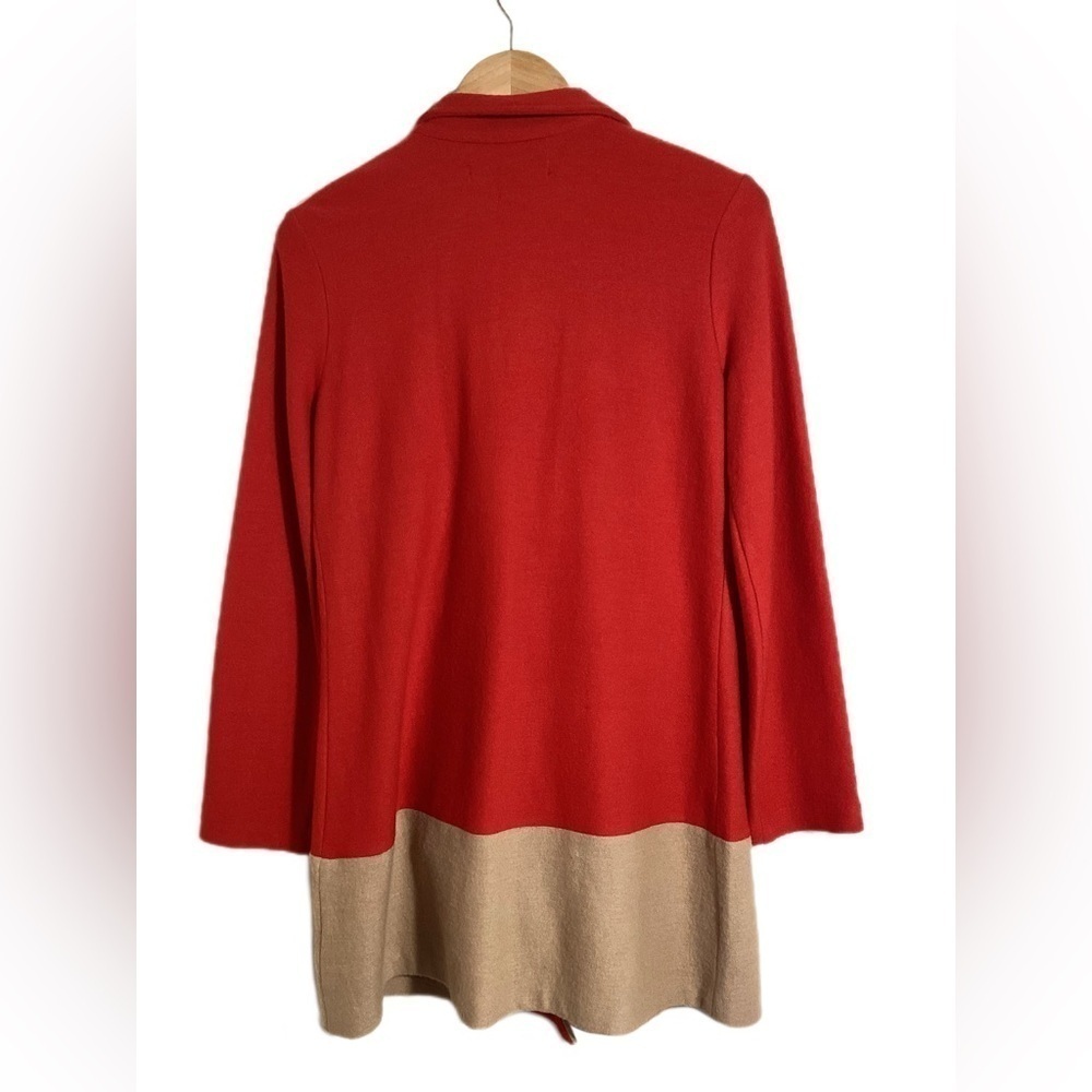 Classic 100% Wool Colorblock Coatigan Jacket Sz S Chic Minimal Sophisticated - Picture 6 of 16